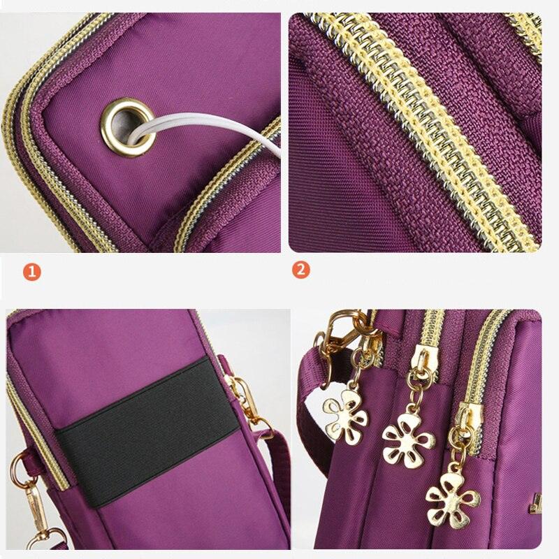 Bolsa de Ombro Fashion com Compartimento para Celular e Plug de Fone de Ouvido, 3 Camadas de Carteira - MEGAGI