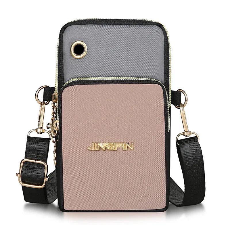 Bolsa de Ombro Fashion com Compartimento para Celular e Plug de Fone de Ouvido, 3 Camadas de Carteira - MEGAGI