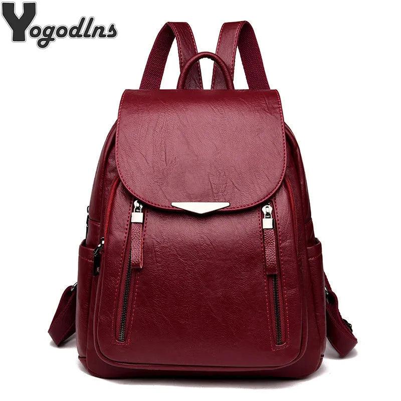 Mochila Feminina de Viagem: Elegante Bolsa de Couro Sintético - MEGAGI